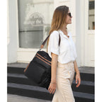 DUO-TONE Luxe Women's Leather Travel Backpack - Backpack Bags by Handbags Specialist Headquarter | Available at Handbags Specialist Headquarter