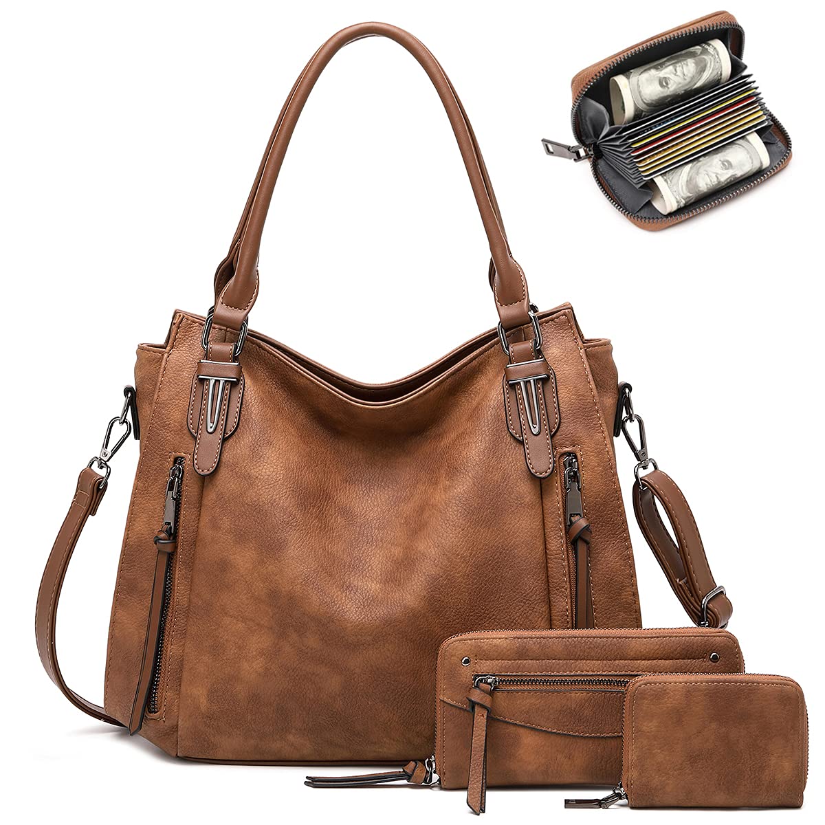 Lapsting Boho Faux Leather Hobo Shoulder Bag