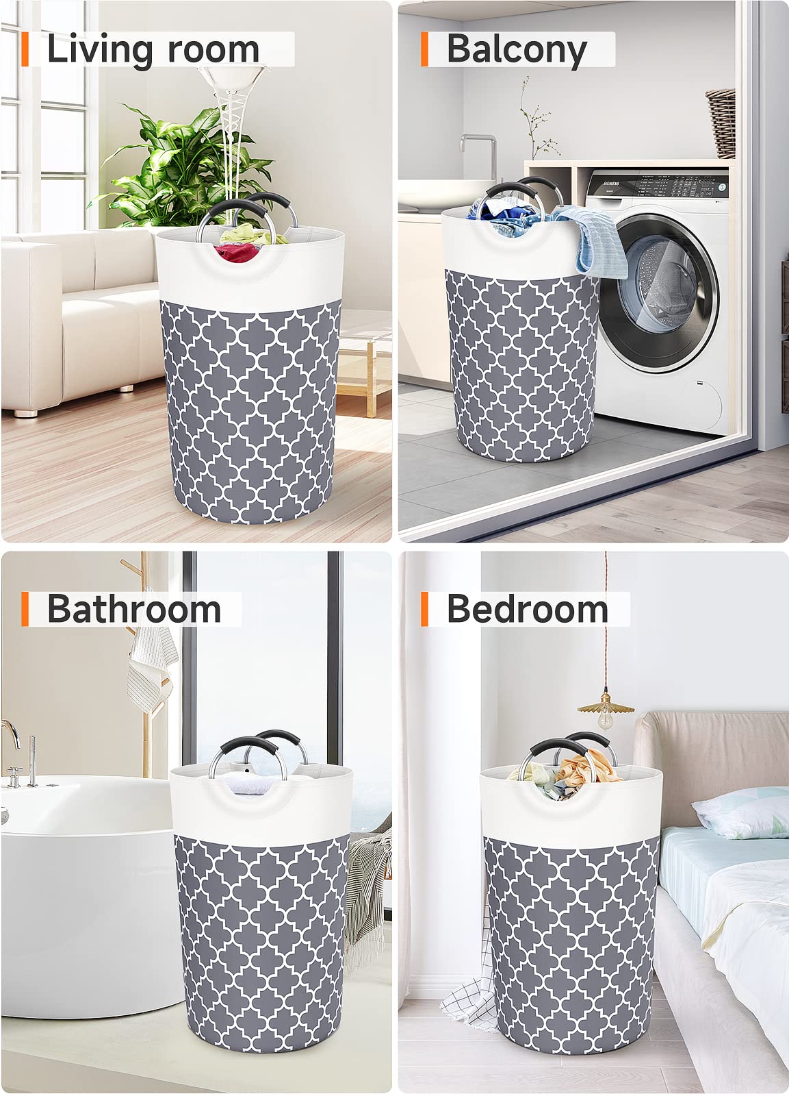 Collapsible Hamper Bag - Grey - Laundry Baskets by Handbags Specialist Headquarter | Available at Handbags Specialist Headquarter