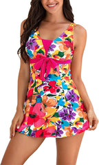 Plus Size Tummy Control Swimdress with Boyshorts