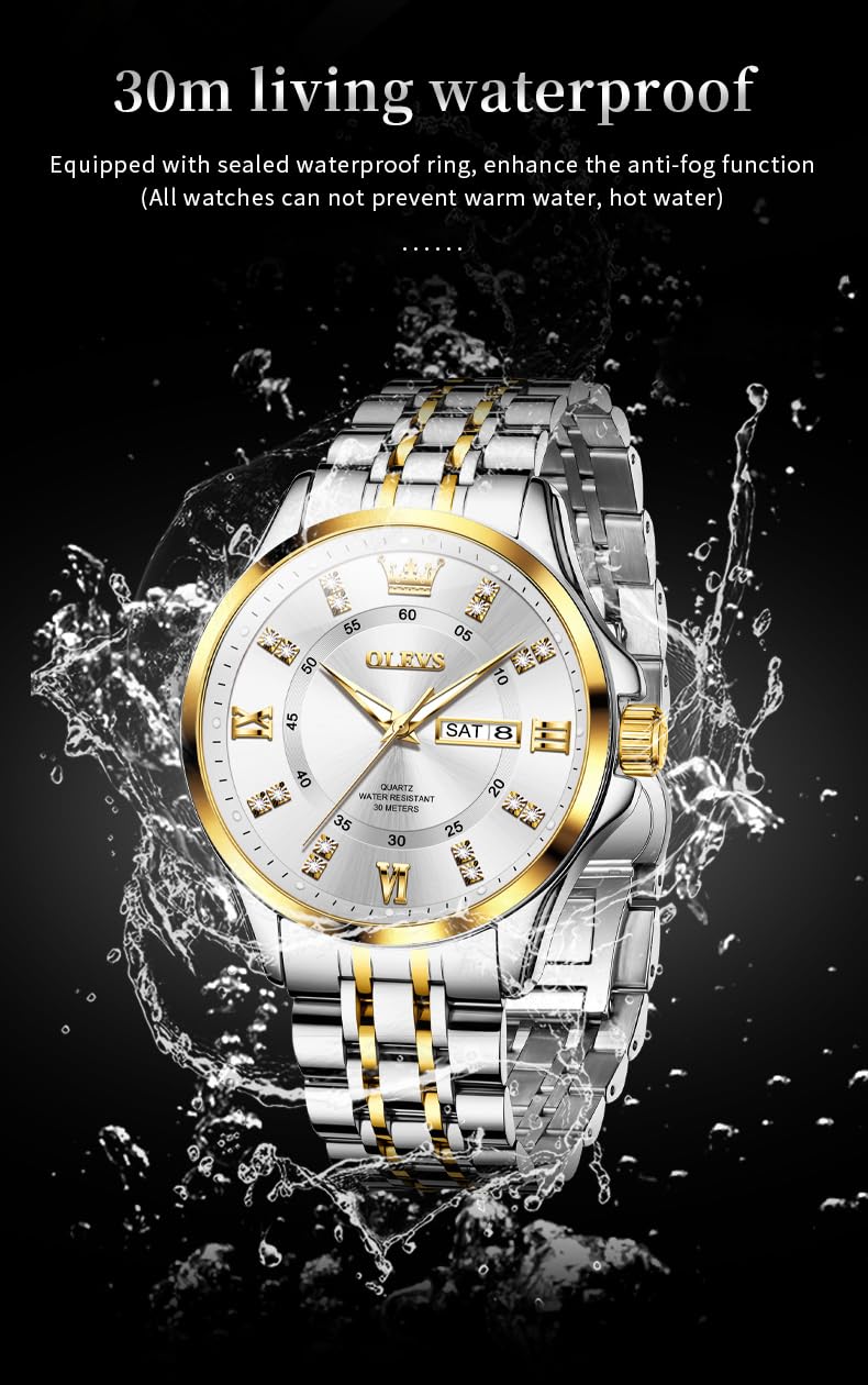 OLEVS Luxe: Men's Golden Dial Quartz Business Watch