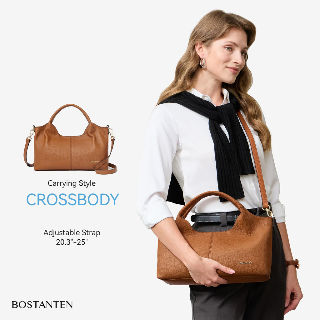 BOSTANTEN Leather Satchel Crossbody Handbag for Women