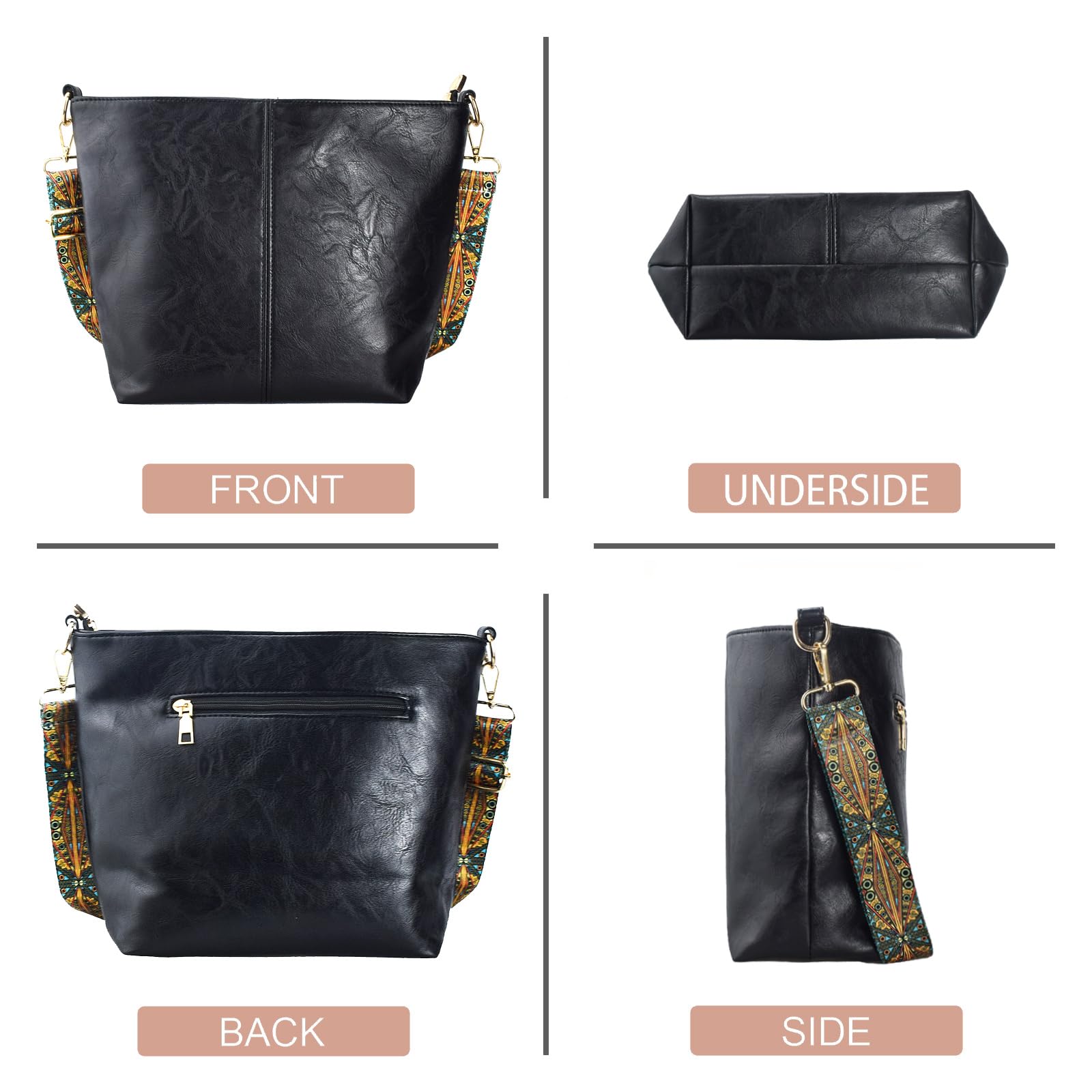 ChicHobo Vegan Leather Crossbody Bag with Strap -  by Handbags Specialist Headquarter | Available at Handbags Specialist Headquarter