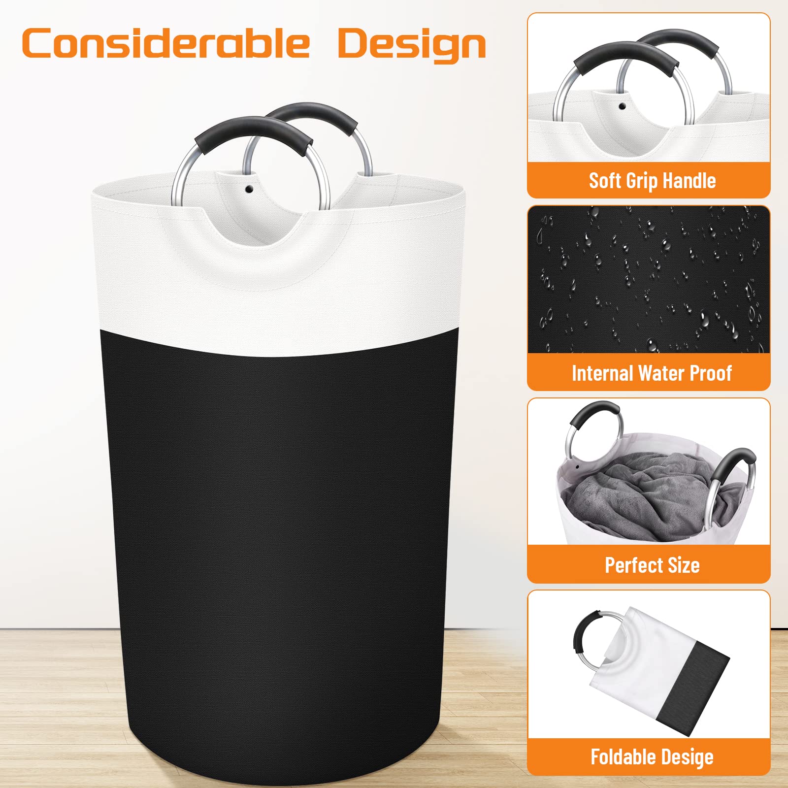 BlissTotes 90L Collapsible Laundry Hamper - Black - Laundry Baskets by Handbags Specialist Headquarter | Available at Handbags Specialist Headquarter