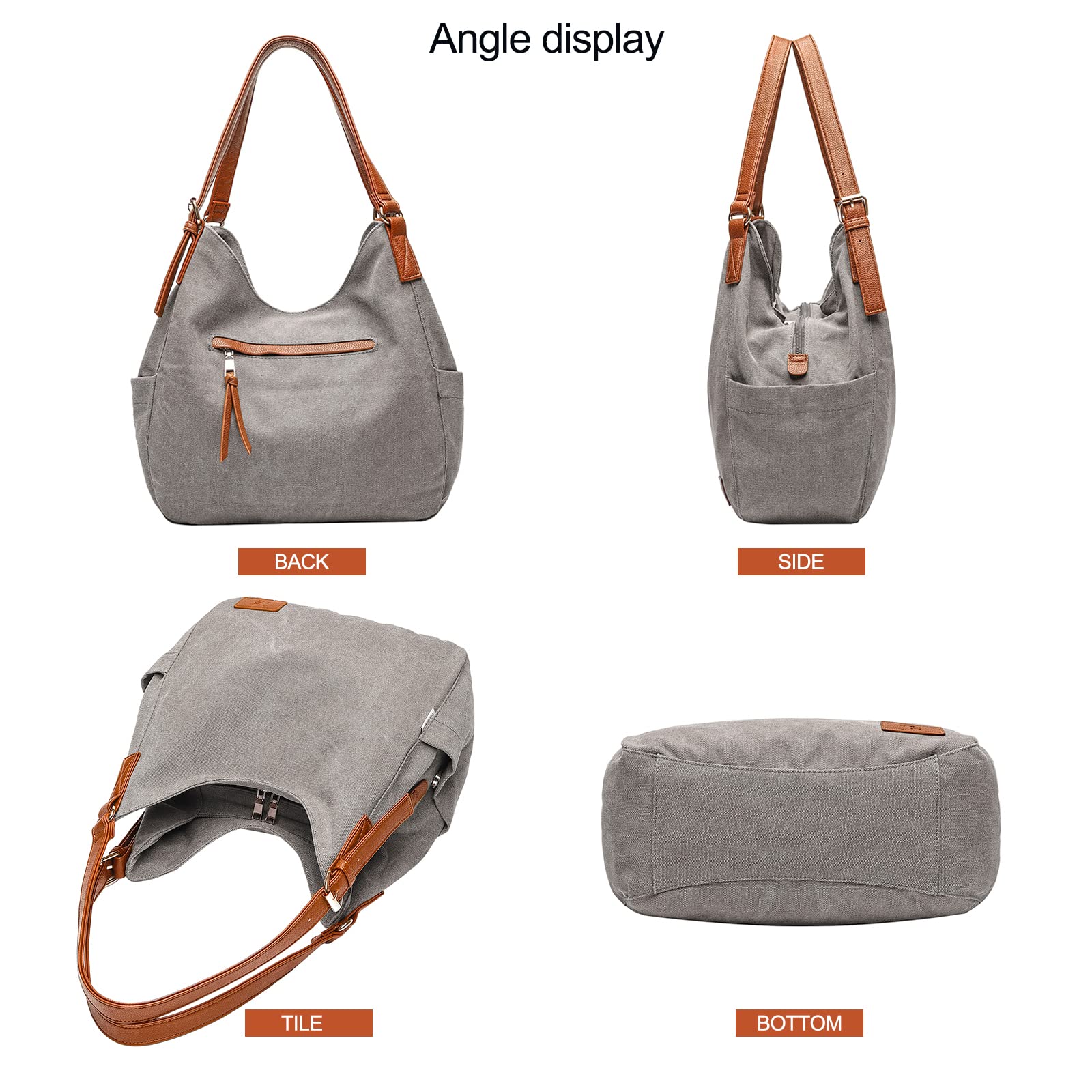 Worldlyda Women Canvas Embroidered Hobo Tote Bag