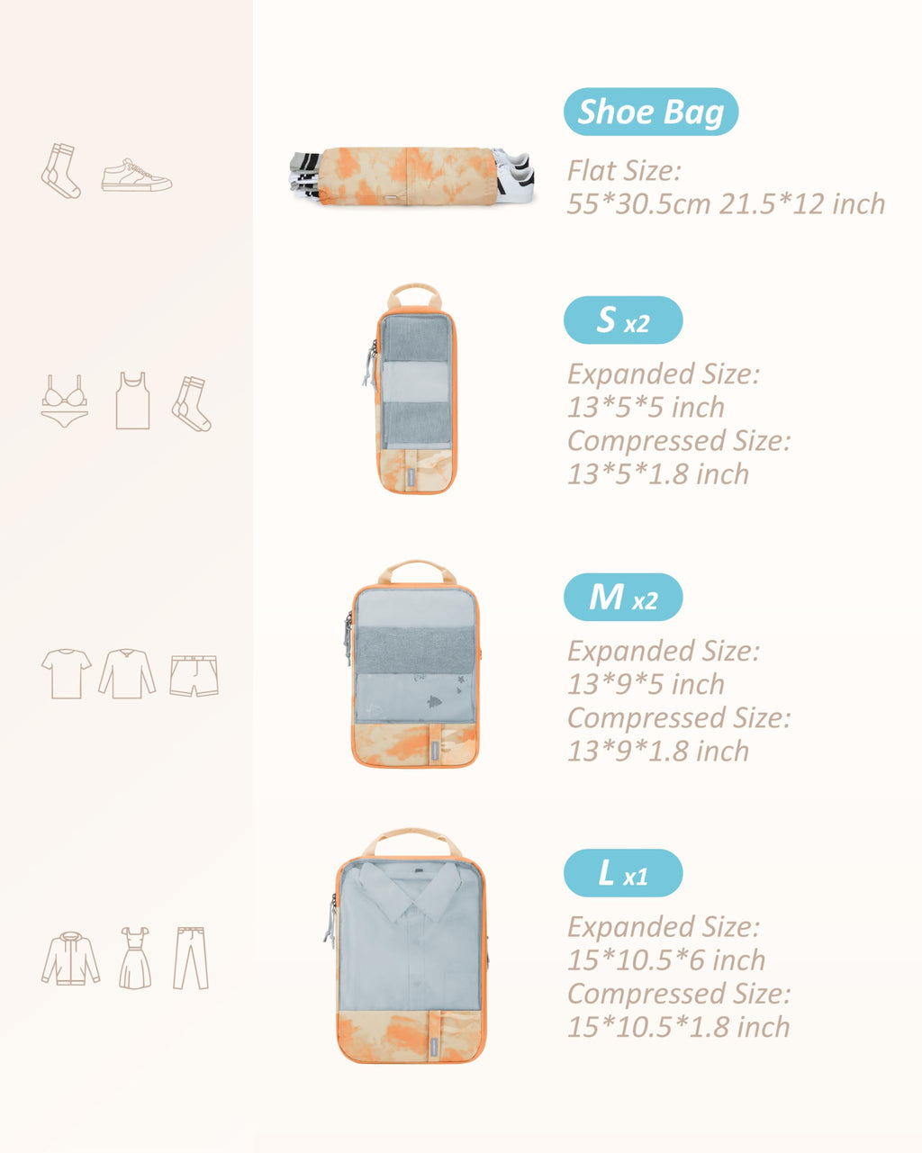 PackPro 6 Set Compression Cubes for Travel - Luggage Travel Bags by Handbags Specialist Headquarter | Available at Handbags Specialist Headquarter