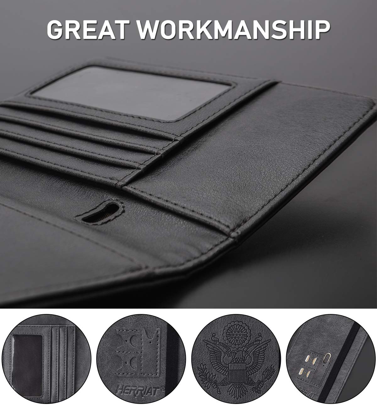 HerriaT RFID Leather Passport Wallet - Gray -  by Handbags Specialist Headquarter | Available at Handbags Specialist Headquarter