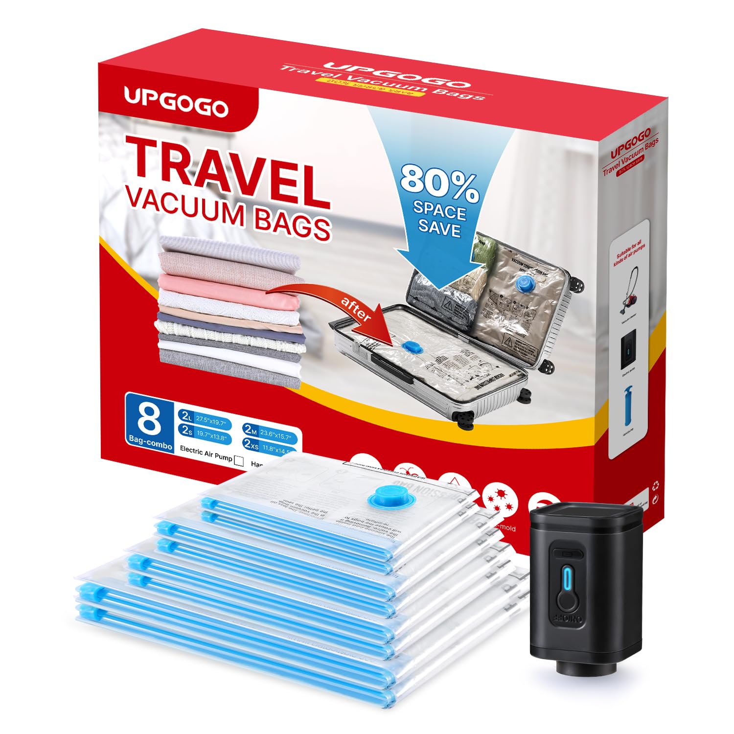 Vacuum Space Saver Bags - 6 Pack Travel Combo -  by Handbags Specialist Headquarter | Available at Handbags Specialist Headquarter