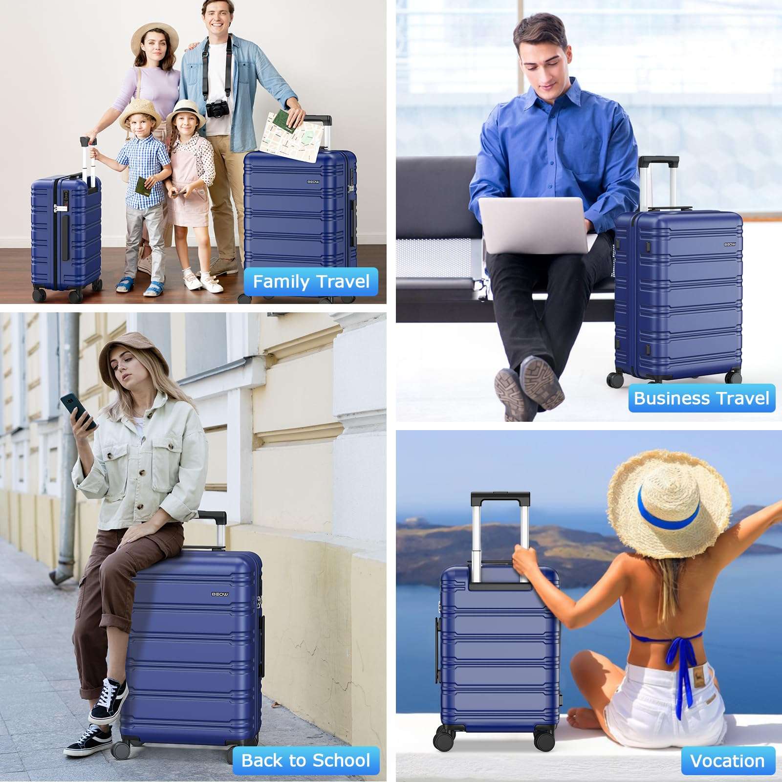 BEOW Spinner Luggage Set - Luggage Travel Bags by Handbags Specialist Headquarter | Available at Handbags Specialist Headquarter