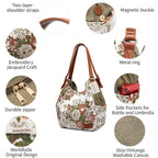 Worldlyda Women Canvas Embroidered Hobo Tote Bag