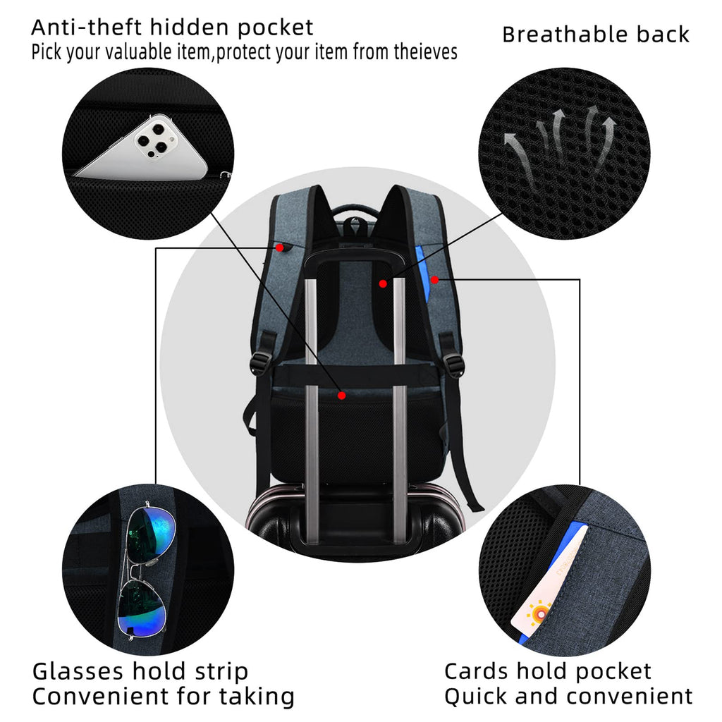 DUSLANG Travel Laptop Backpack with USB Port - Black - Backpack Bags by Handbags Specialist Headquarter | Available at Handbags Specialist Headquarter