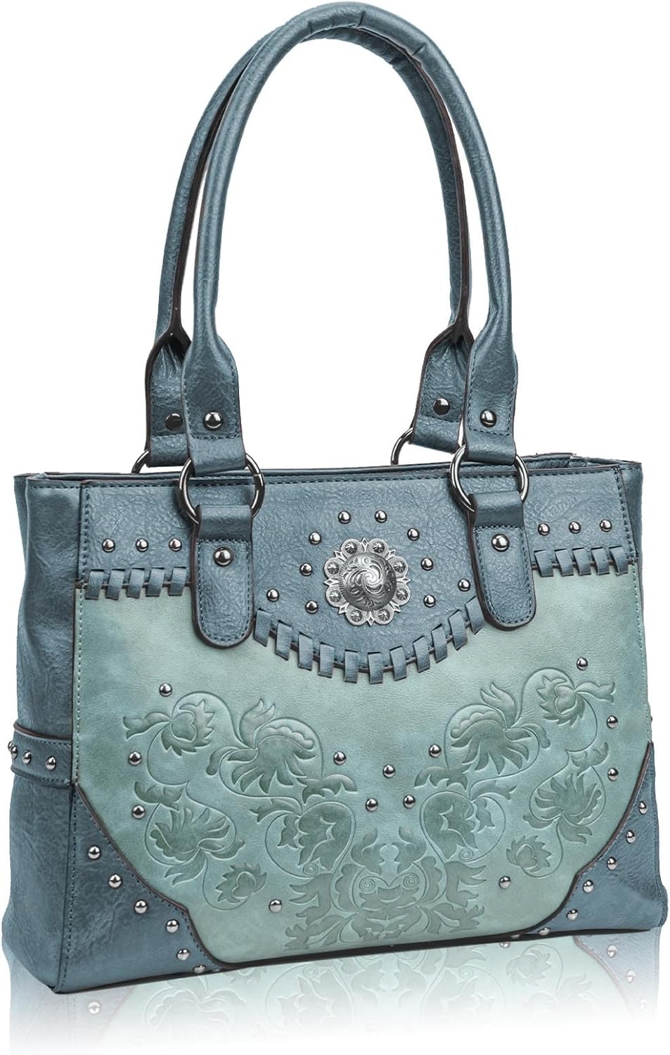 Vintage Western Tote: Embossed Concho Shoulder Bag - Totes by Handbags Specialist Headquarter | Available at Handbags Specialist Headquarter