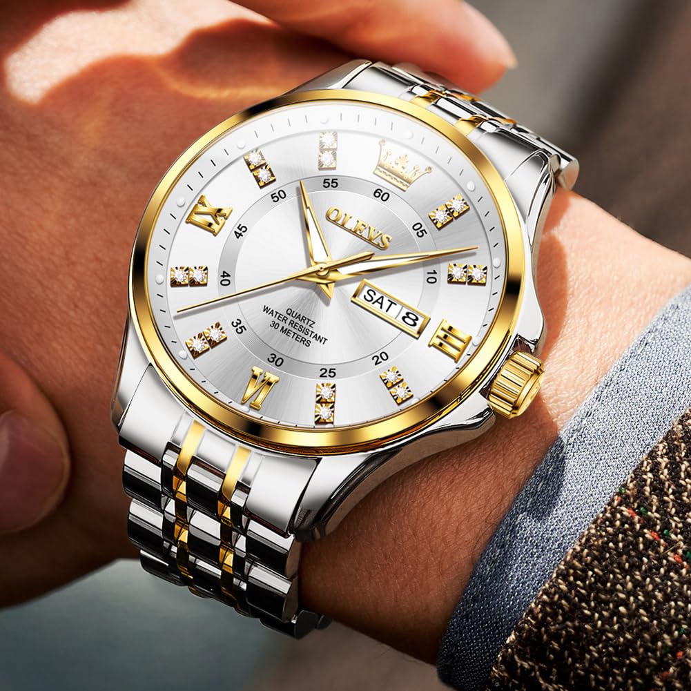 OLEVS Luxe: Men's Golden Dial Quartz Business Watch