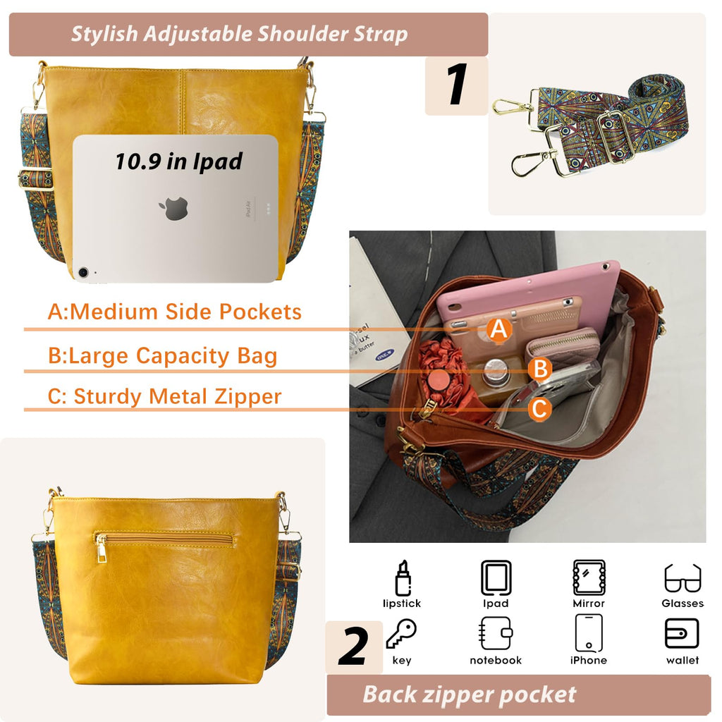 ChicHobo Vegan Leather Crossbody Bag with Strap -  by Handbags Specialist Headquarter | Available at Handbags Specialist Headquarter