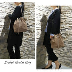 AFKOMST Chic Leather Bucket & Crossbody Bag Set -  by Handbags Specialist Headquarter | Available at Handbags Specialist Headquarter