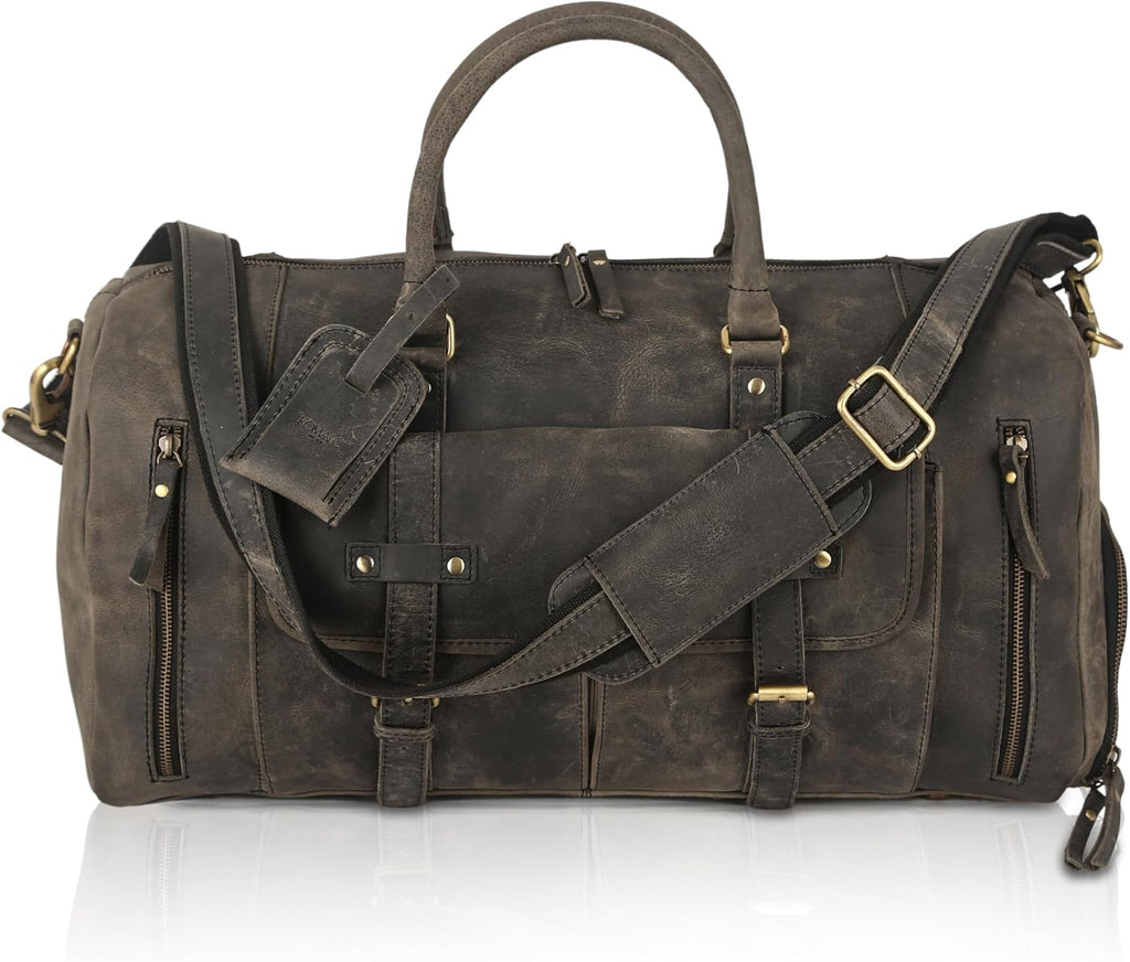 Leather Travel Duffle Bag Cabin Friendly Carry-On