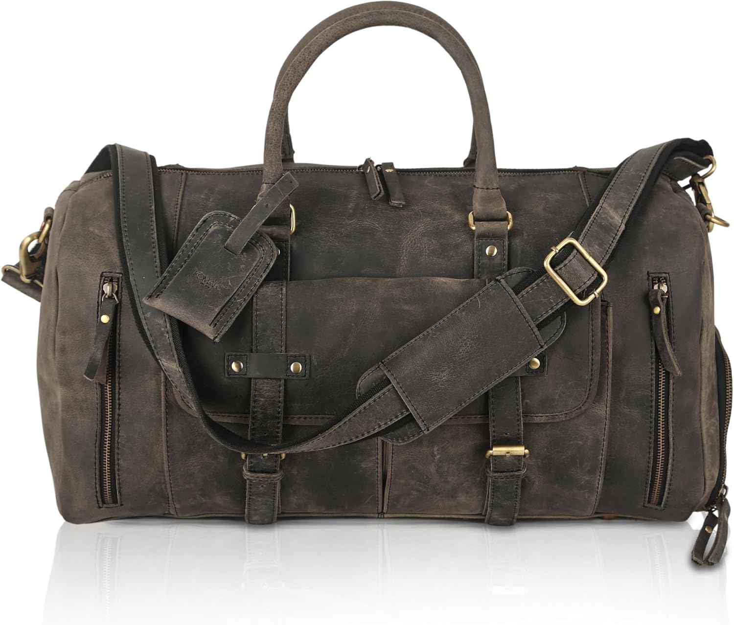 Leather Travel Duffle Bag Cabin Friendly Carry-On