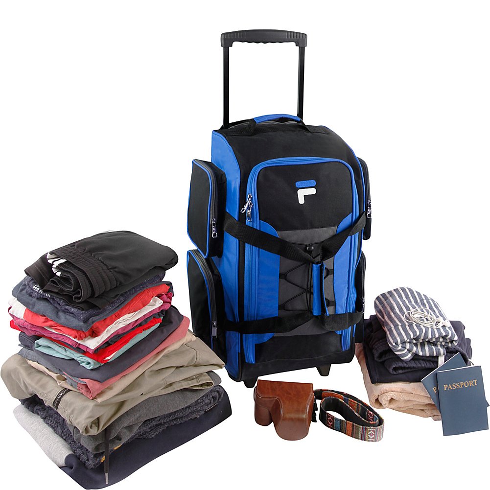 Fila 22 UltraLite Black Rolling Duffel Bag -  by Handbags Specialist Headquarter | Available at Handbags Specialist Headquarter