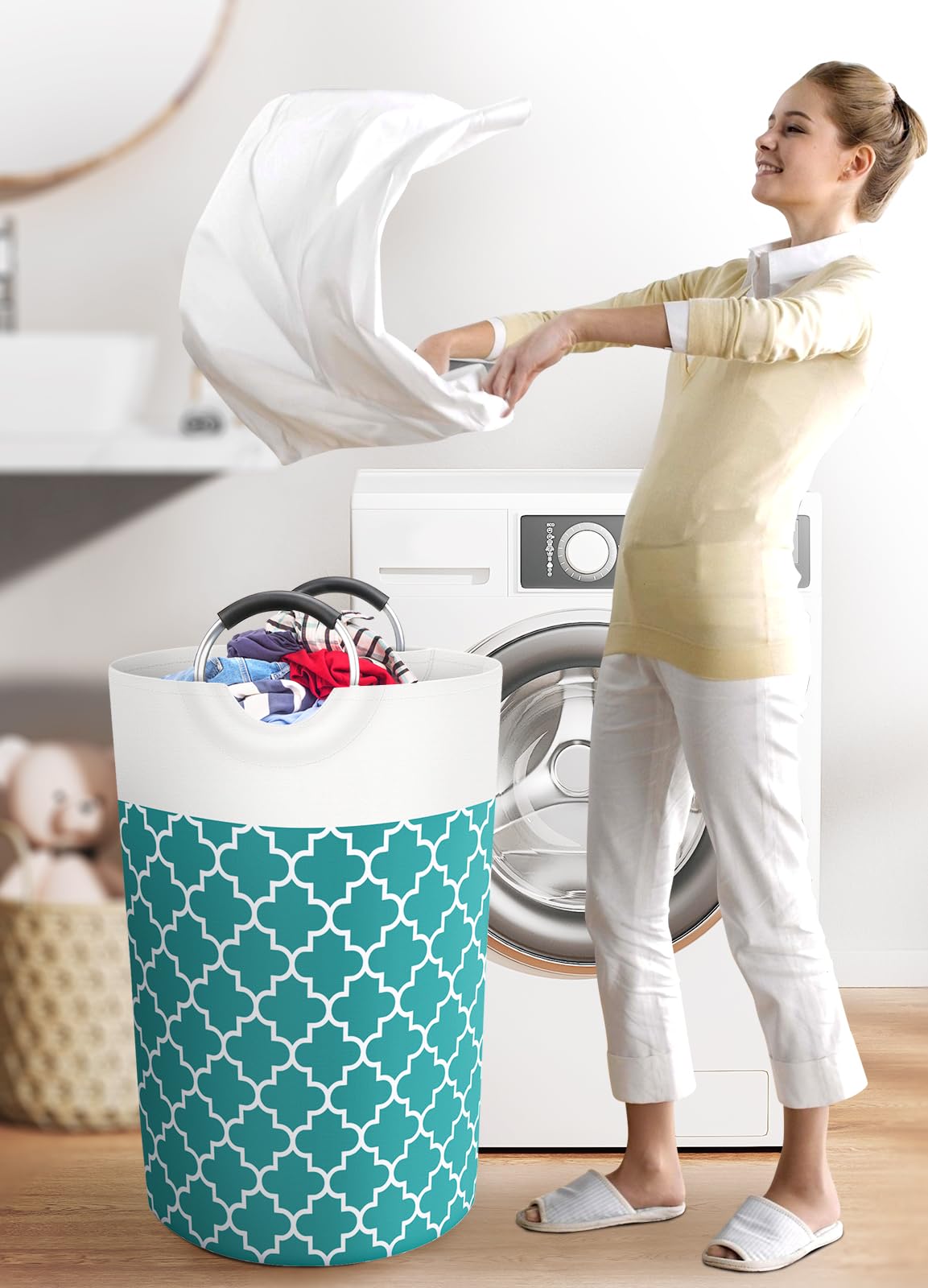 Collapsible Hamper Bag - Grey - Laundry Baskets by Handbags Specialist Headquarter | Available at Handbags Specialist Headquarter