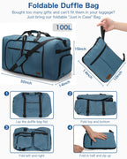 120L Foldable Waterproof Travel Duffel Bag with Shoe Compartment