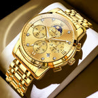 AzureGleam: Elite Men's Diamond Steel Watch