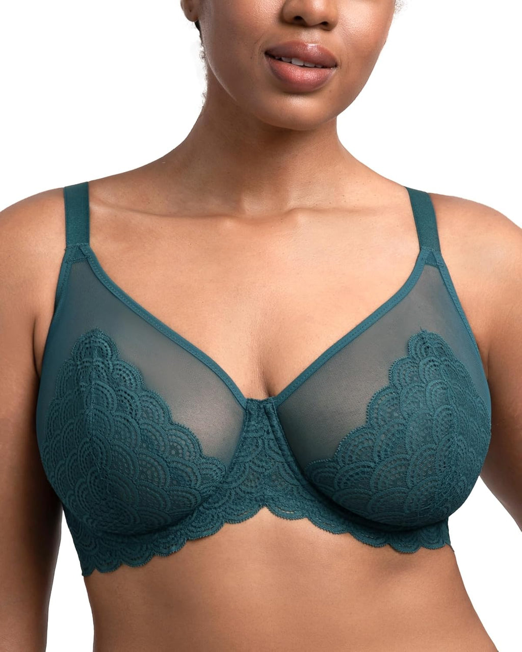 HSIA Minimizer Bras for Women Large Bust Full Coverage Lace Plus Size Bra - Mermaid Scales