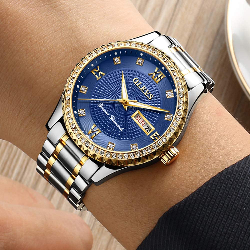 OLEVS Luxe: Men's Golden Dial Quartz Business Watch
