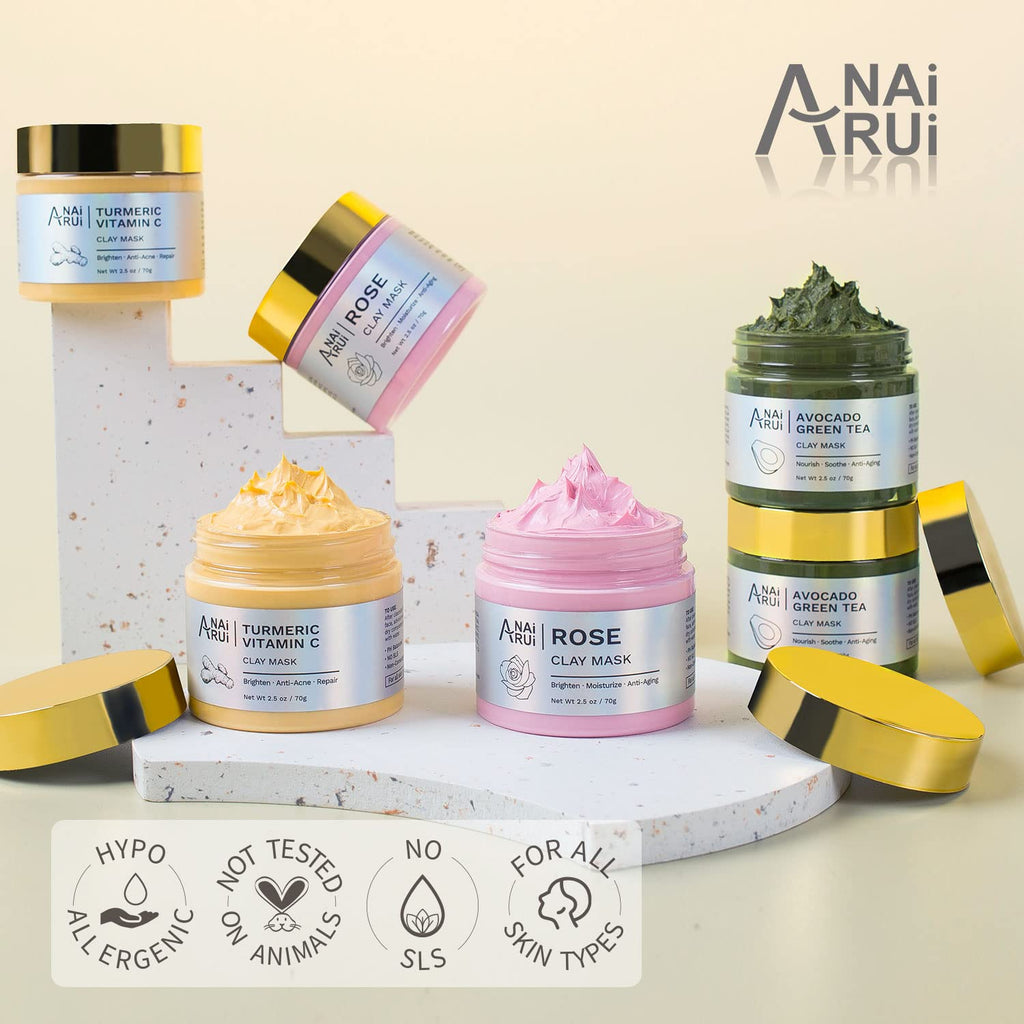 RadiantGlow Trio: Turmeric, Green Tea & Mud Mask Set -  by Handbags Specialist Headquarter | Available at Handbags Specialist Headquarter