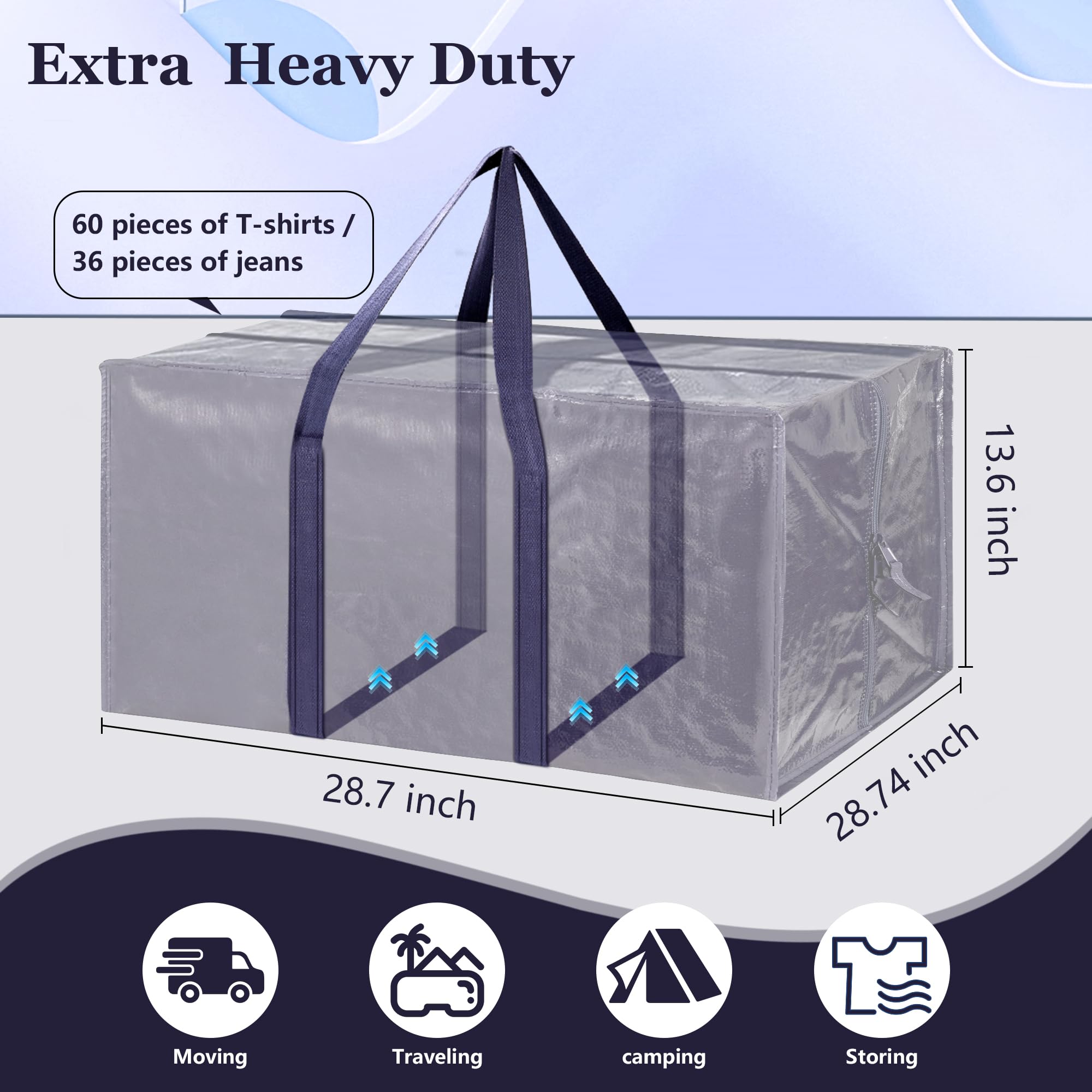 6 Pack XL Heavy Duty Moving Bags - Dark Blue
