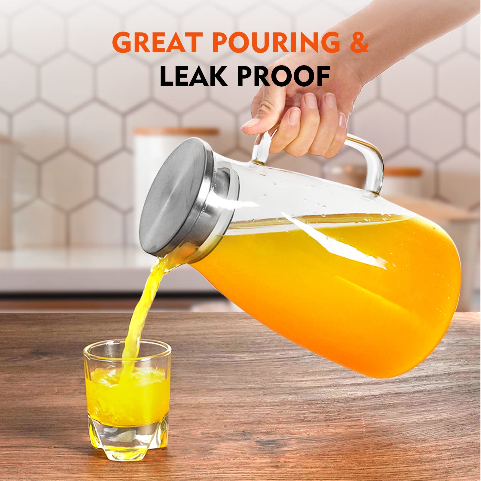 Aofmee Stainless Precision Pitcher - 68oz Borosilicate - Decor by Handbags Specialist Headquarter | Available at Handbags Specialist Headquarter