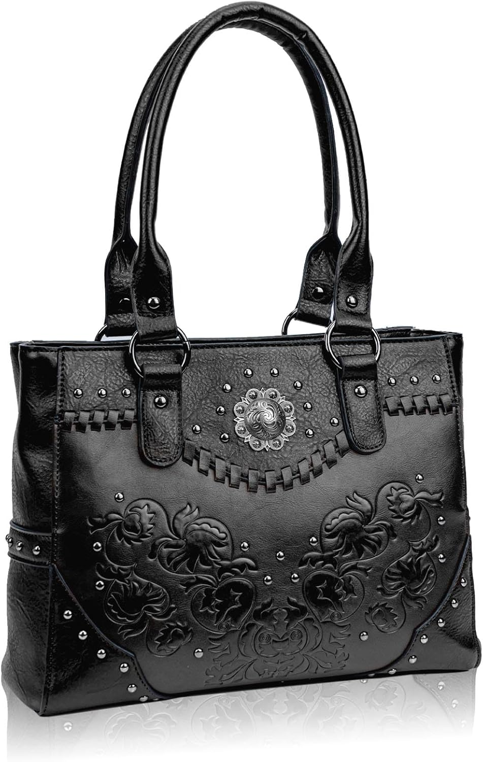 Vintage Western Tote: Embossed Concho Shoulder Bag - Totes by Handbags Specialist Headquarter | Available at Handbags Specialist Headquarter