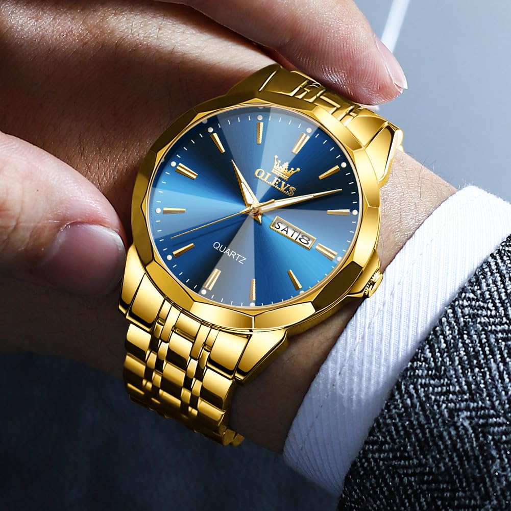 AzureGleam: Elite Men's Diamond Steel Watch