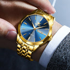 AzureGleam: Elite Men's Diamond Steel Watch