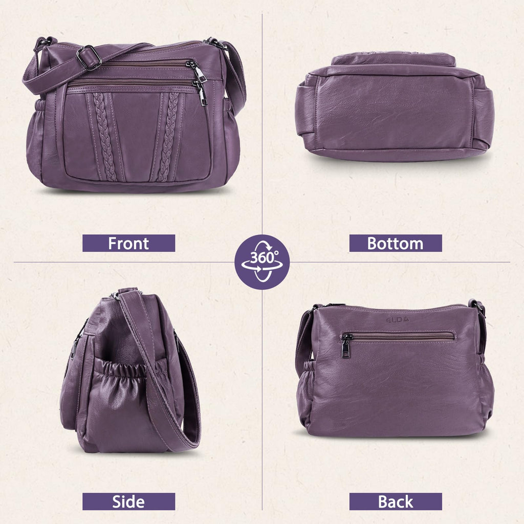 ELDA Chic Crossbody: Soft PU Leather Multi-Pocket Bag - Handbags by Handbags Specialist Headquarter | Available at Handbags Specialist Headquarter