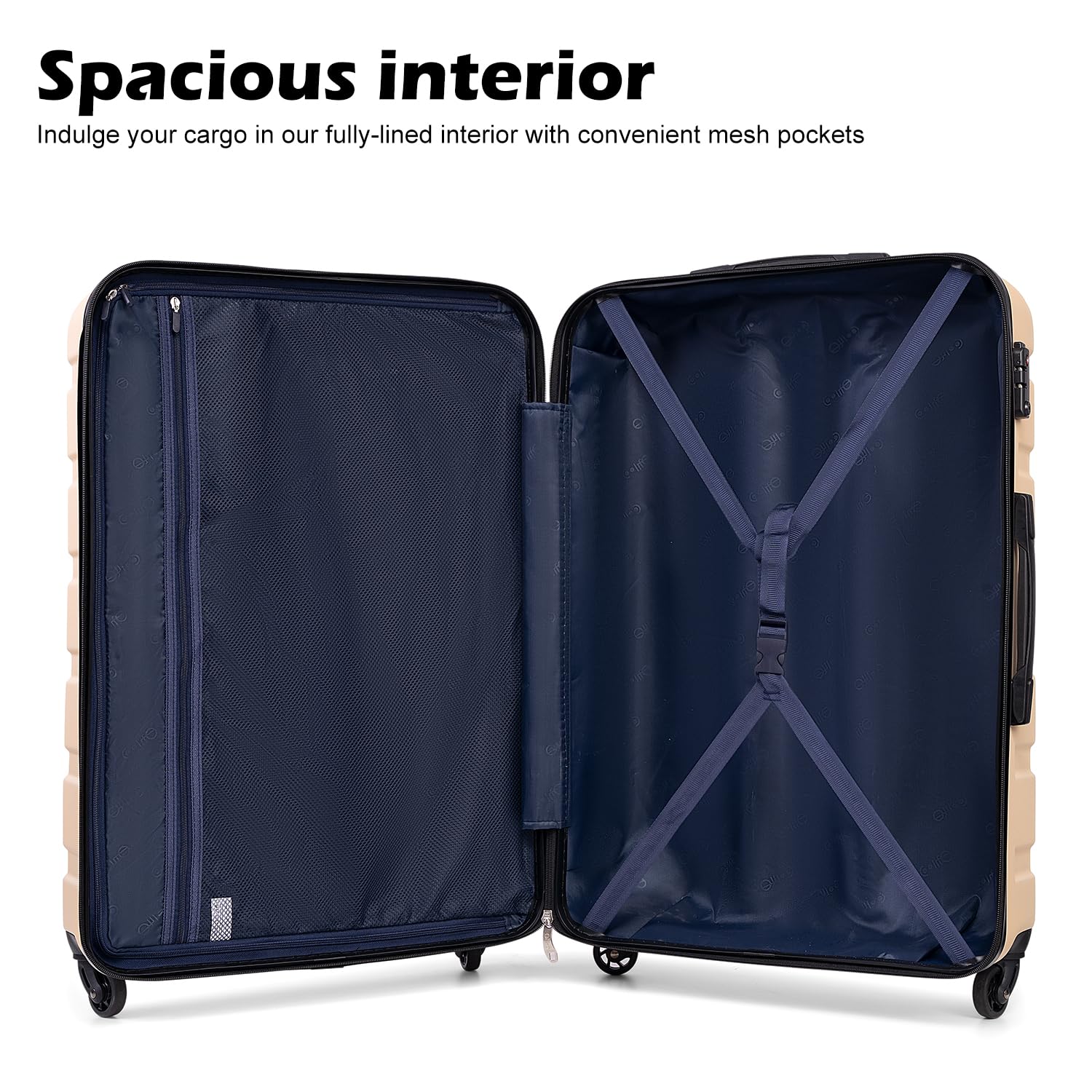 Coolife 3-Piece Hardshell Luggage Set - Navy