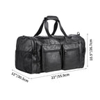 Leather Travel Bag with Shoe Pouch, Brown