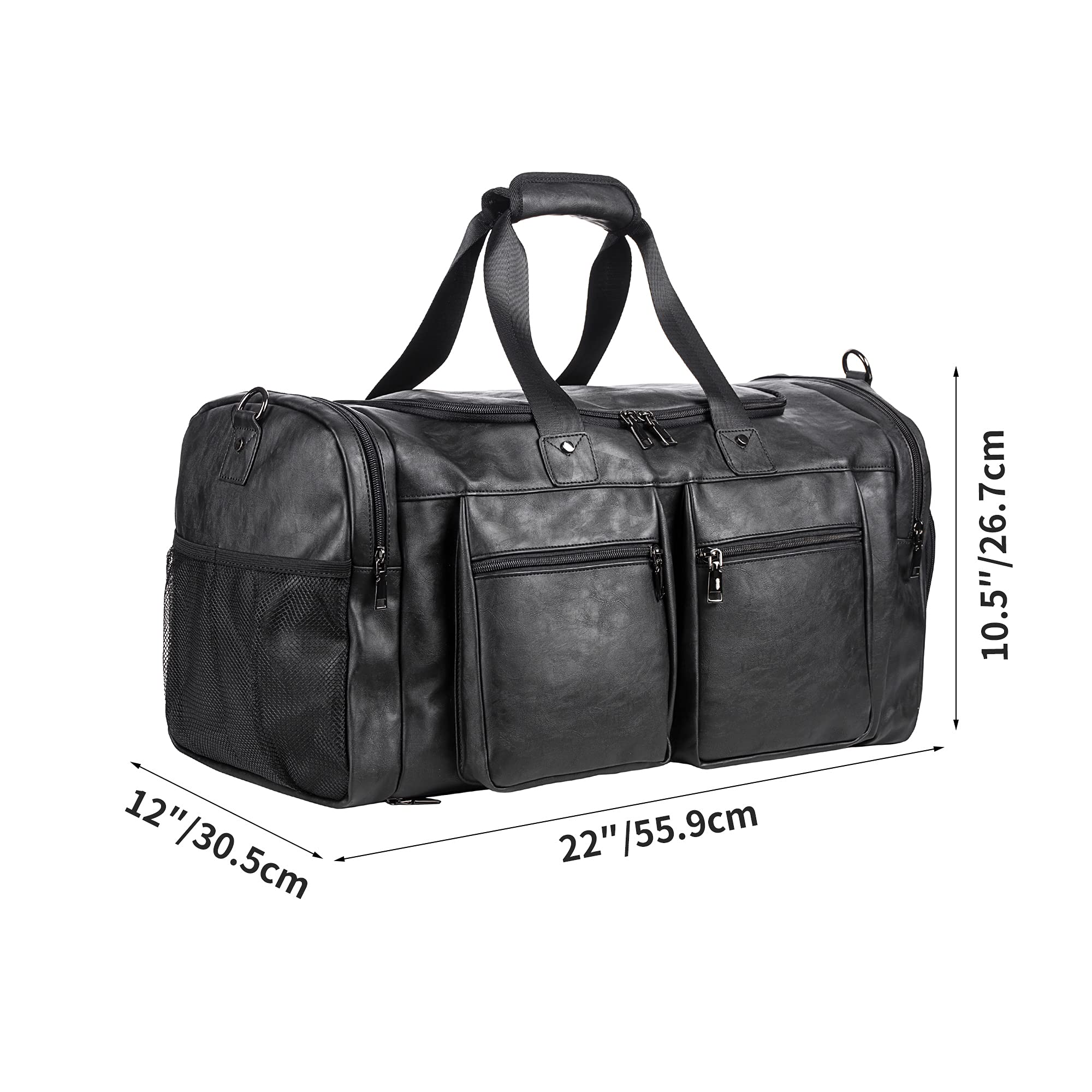 Leather Travel Bag with Shoe Pouch, Brown