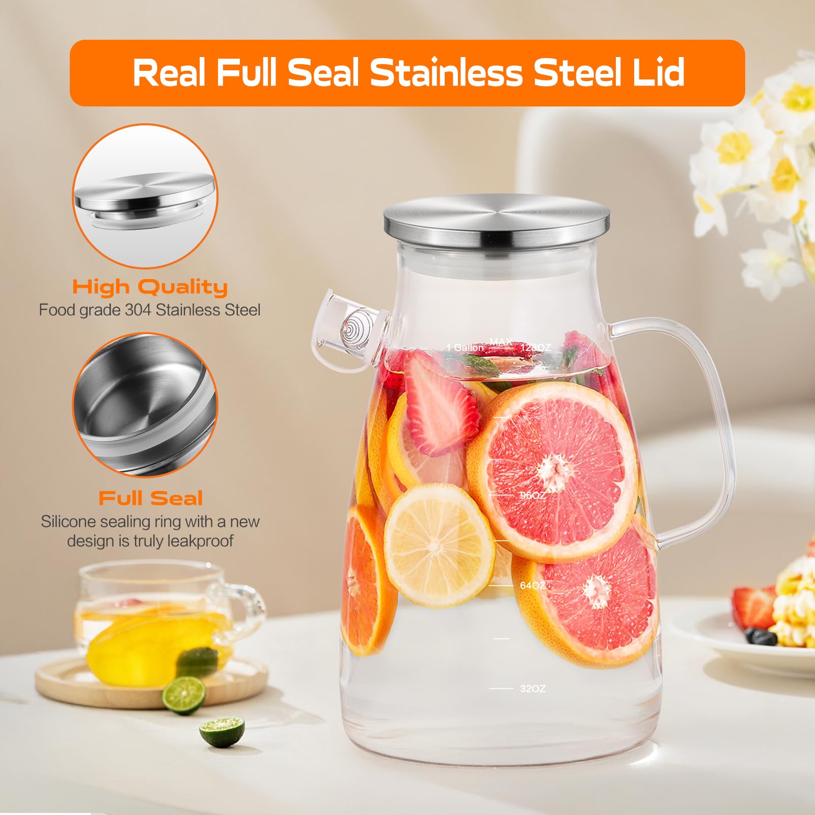 Aofmee Stainless Precision Pitcher - 68oz Borosilicate - Decor by Handbags Specialist Headquarter | Available at Handbags Specialist Headquarter