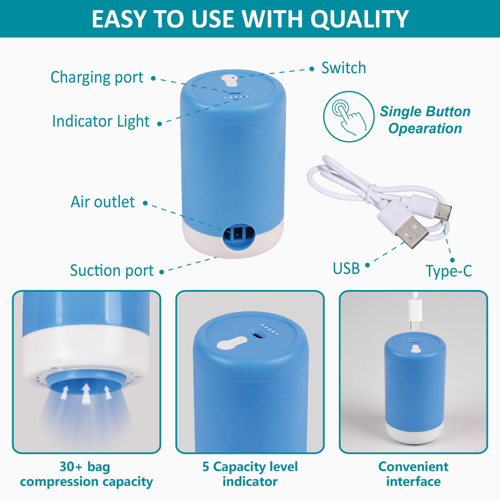 CozyVac Travel Bags with Pump - 6 Pack Space Savers -  by Handbags Specialist Headquarter | Available at Handbags Specialist Headquarter