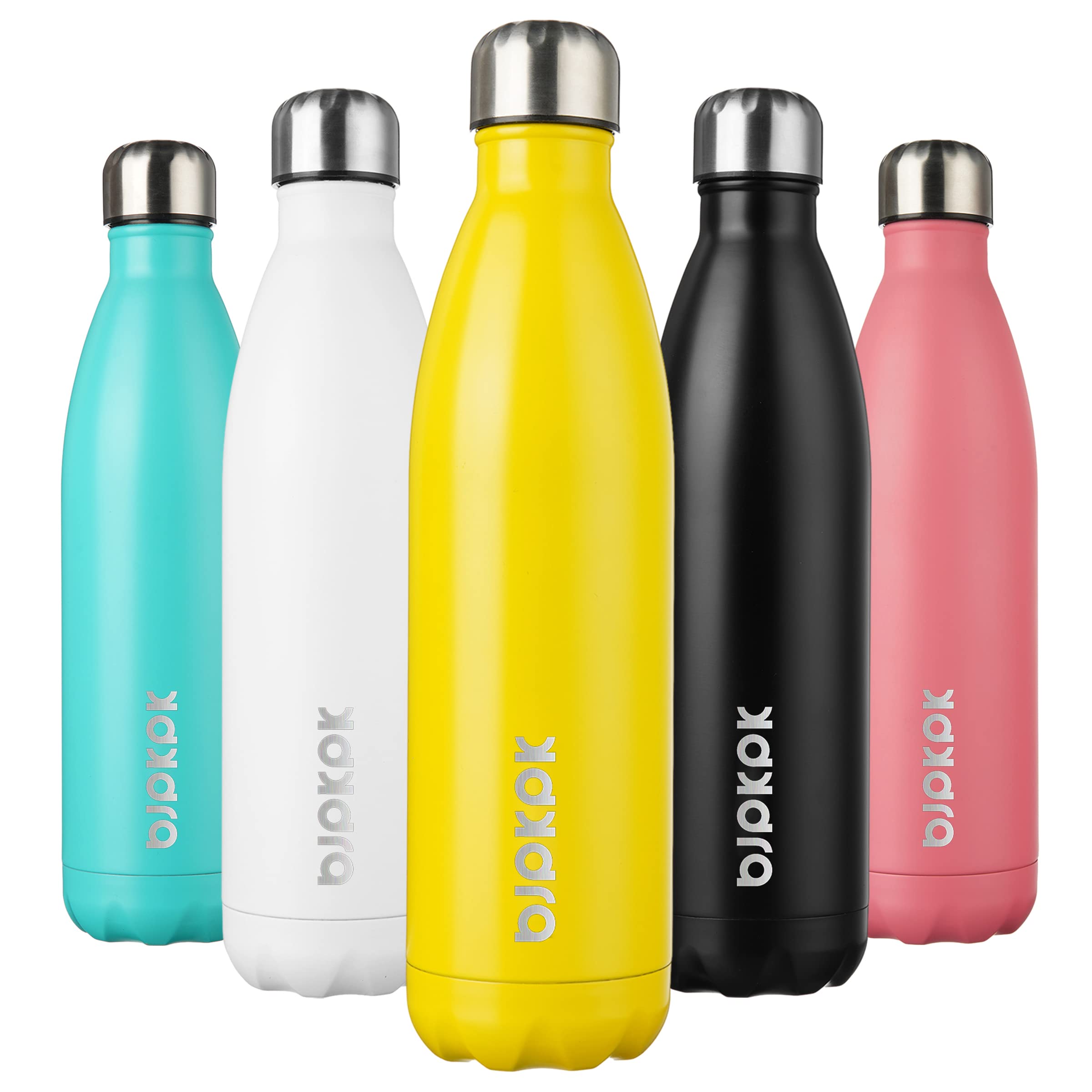 BJPKPK 17oz Insulated Stainless Steel Water Bottles,Sports Water Bottles Keep Cold for 24 Hours and Hot for 12 Hours,BPA Free for Travel,Pink