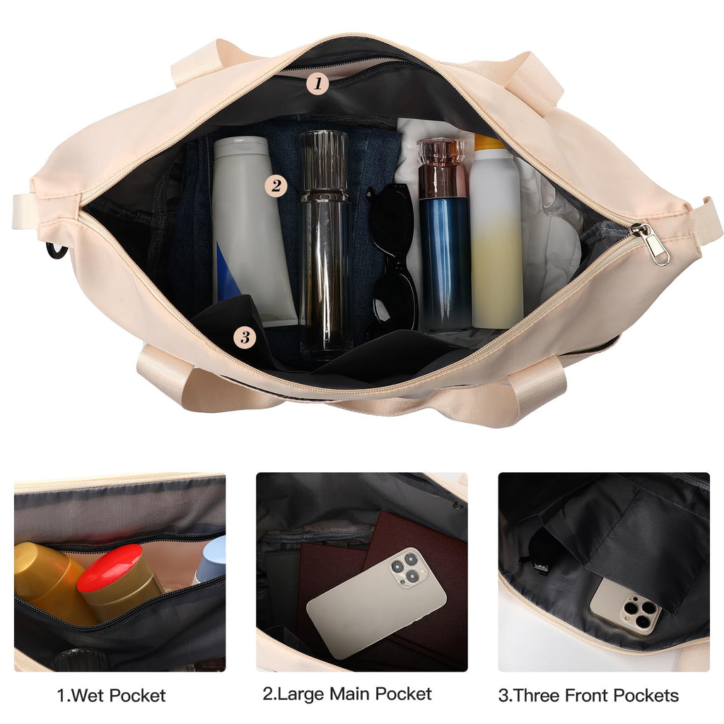 Pink Expandable Travel Duffel with Wet Pocket -  by Handbags Specialist Headquarter | Available at Handbags Specialist Headquarter