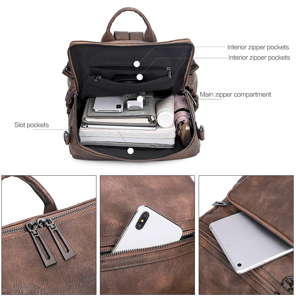 DUO-TONE Luxe Women's Leather Travel Backpack - Backpack Bags by Handbags Specialist Headquarter | Available at Handbags Specialist Headquarter