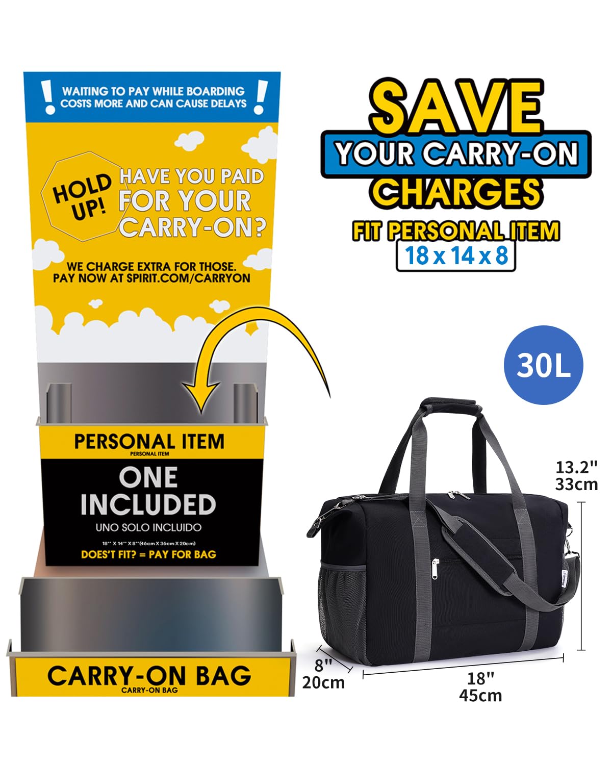 Narwey Air Duffle 22x14x9 - Luggage Travel Bags by Handbags Specialist Headquarter | Available at Handbags Specialist Headquarter