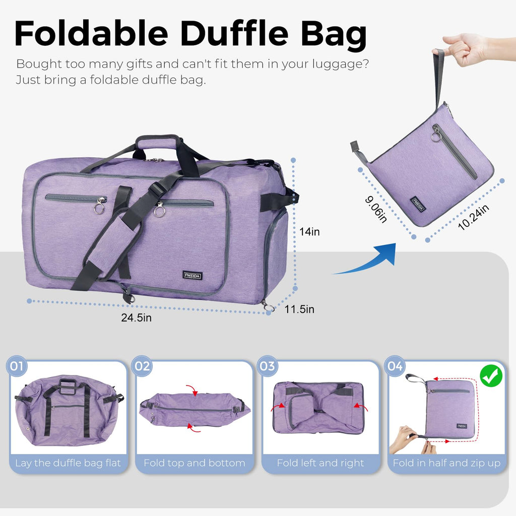 Foldable 65L Duffle Bag with Shoe Compartment