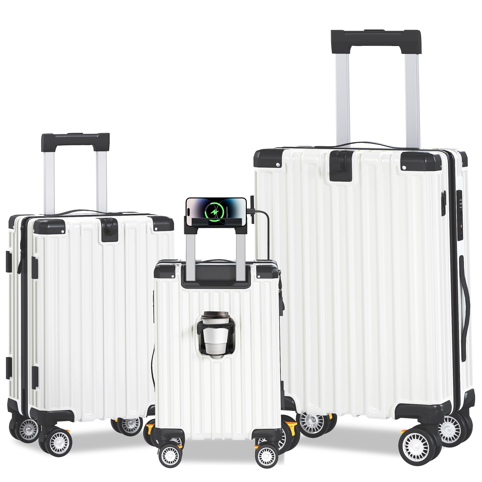 JetGlide 3pc Spinner: Expandable Hardshell Luggage - Travel Sets by Handbags Specialist Headquarter | Available at Handbags Specialist Headquarter