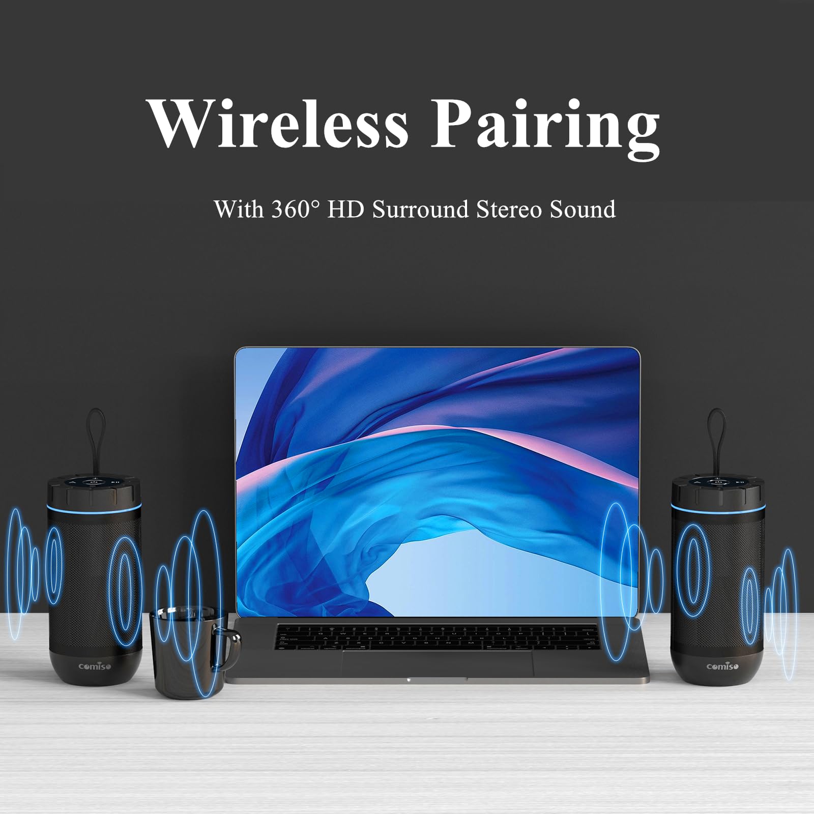 Comiso 360° Waterproof Bluetooth Speaker, 24H Playtime - Decor by Handbags Specialist Headquarter | Available at Handbags Specialist Headquarter