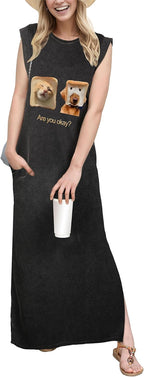 Women's Casual Maxi Dress with Pockets