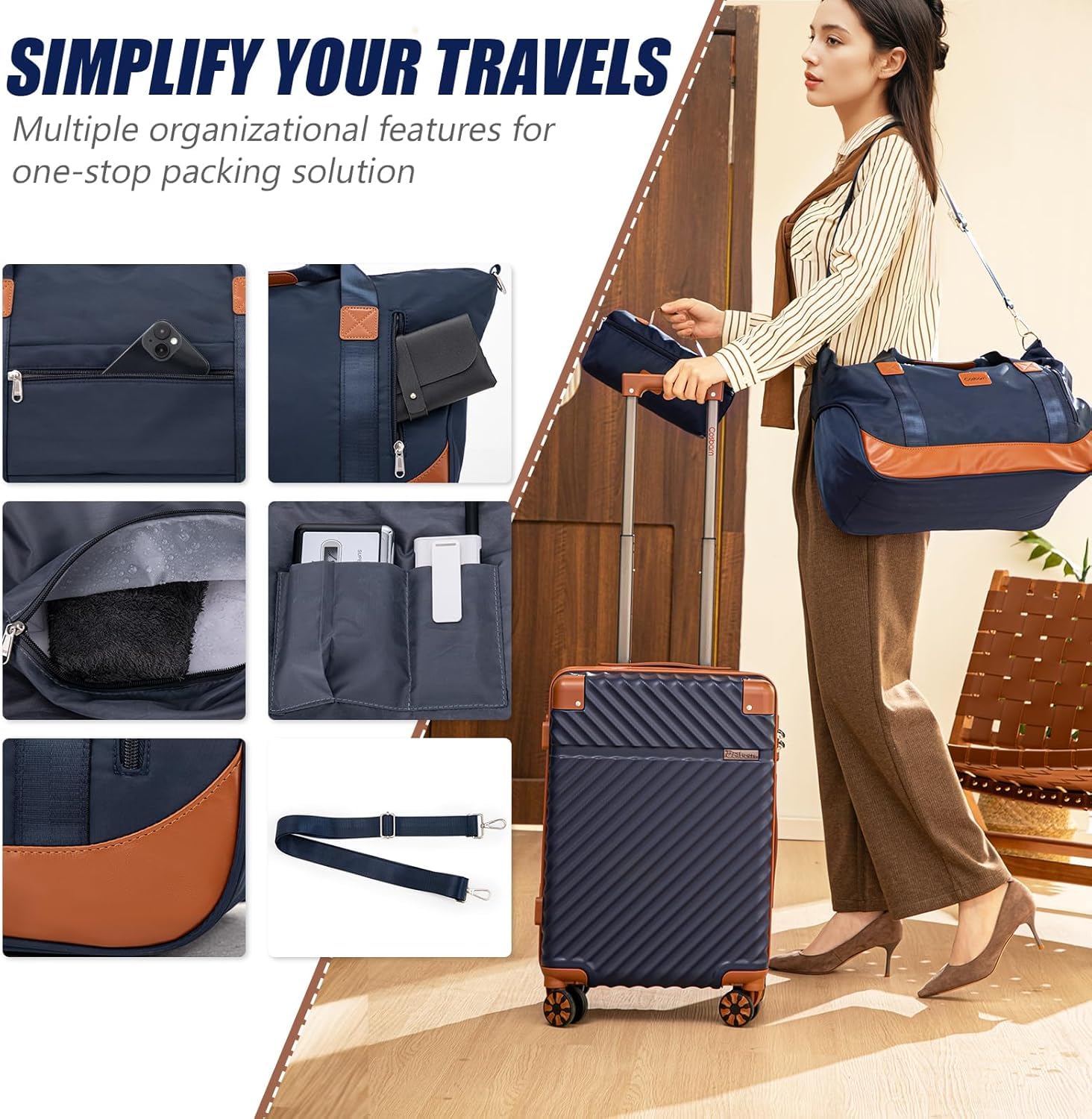 Cosbarn 5-Piece Hardshell Luggage Set - Dark Blue