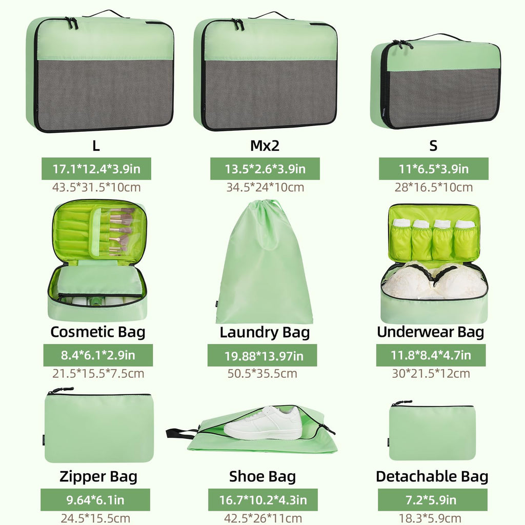 BAGAIL Travel Cubes: 8/9 Set Packing Organizers -  by Handbags Specialist Headquarter | Available at Handbags Specialist Headquarter