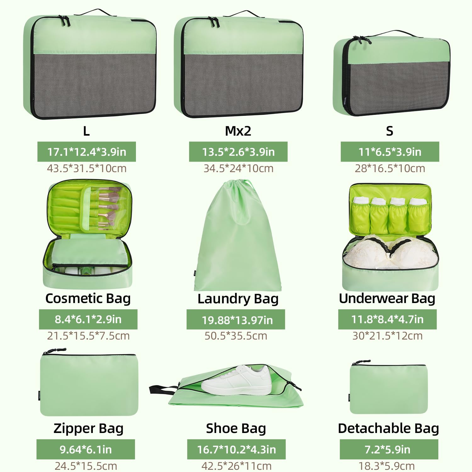 BAGAIL Travel Cubes: 8/9 Set Packing Organizers -  by Handbags Specialist Headquarter | Available at Handbags Specialist Headquarter